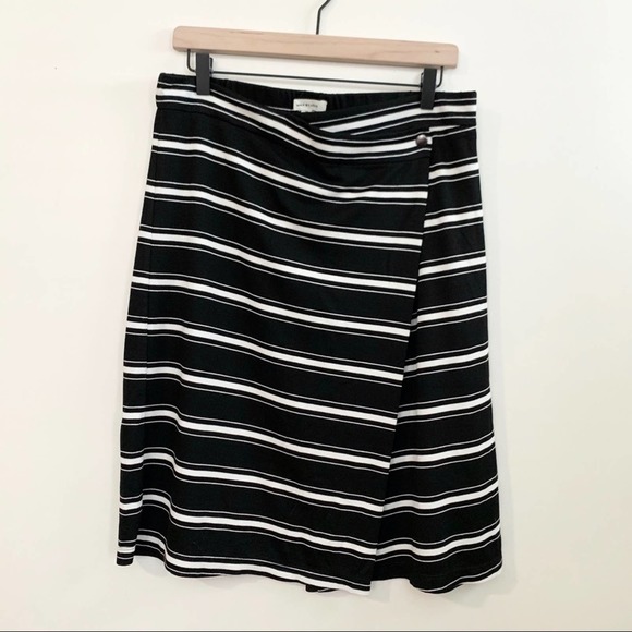 MAX STUDIO Stripe Ponte Faux Wrap Midi Skirt - Picture 3 of 7